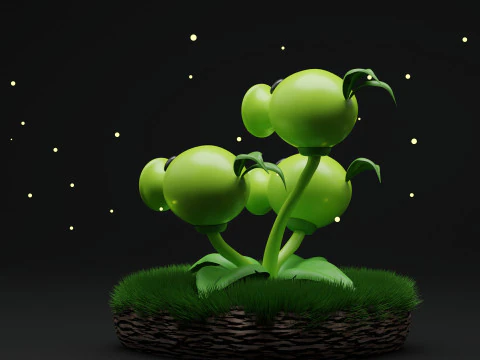 ThreePeater Plants Vs Zombies 3D Model
