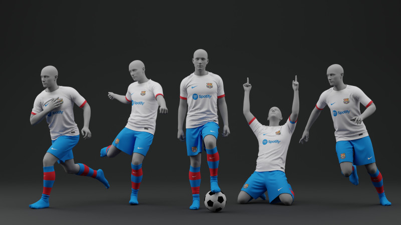 FC Barcelona 2023 2024 Away Jersey 3D Model .c4d .max .obj .3ds .fbx .stl .blend