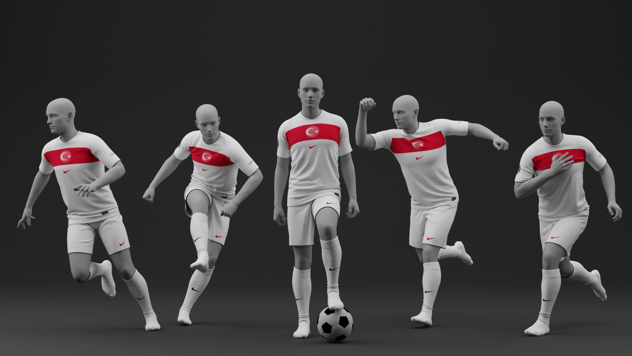 Turkiye 2024 Away Jersey 3D Model .c4d .max .obj .3ds .fbx .stl .blend 