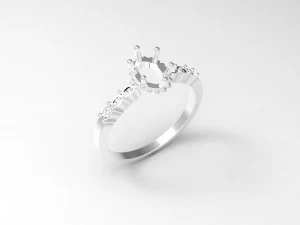 ring oval gem 3D Model