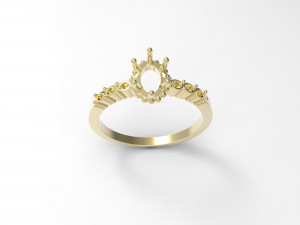 ring oval gem 3D Модель
