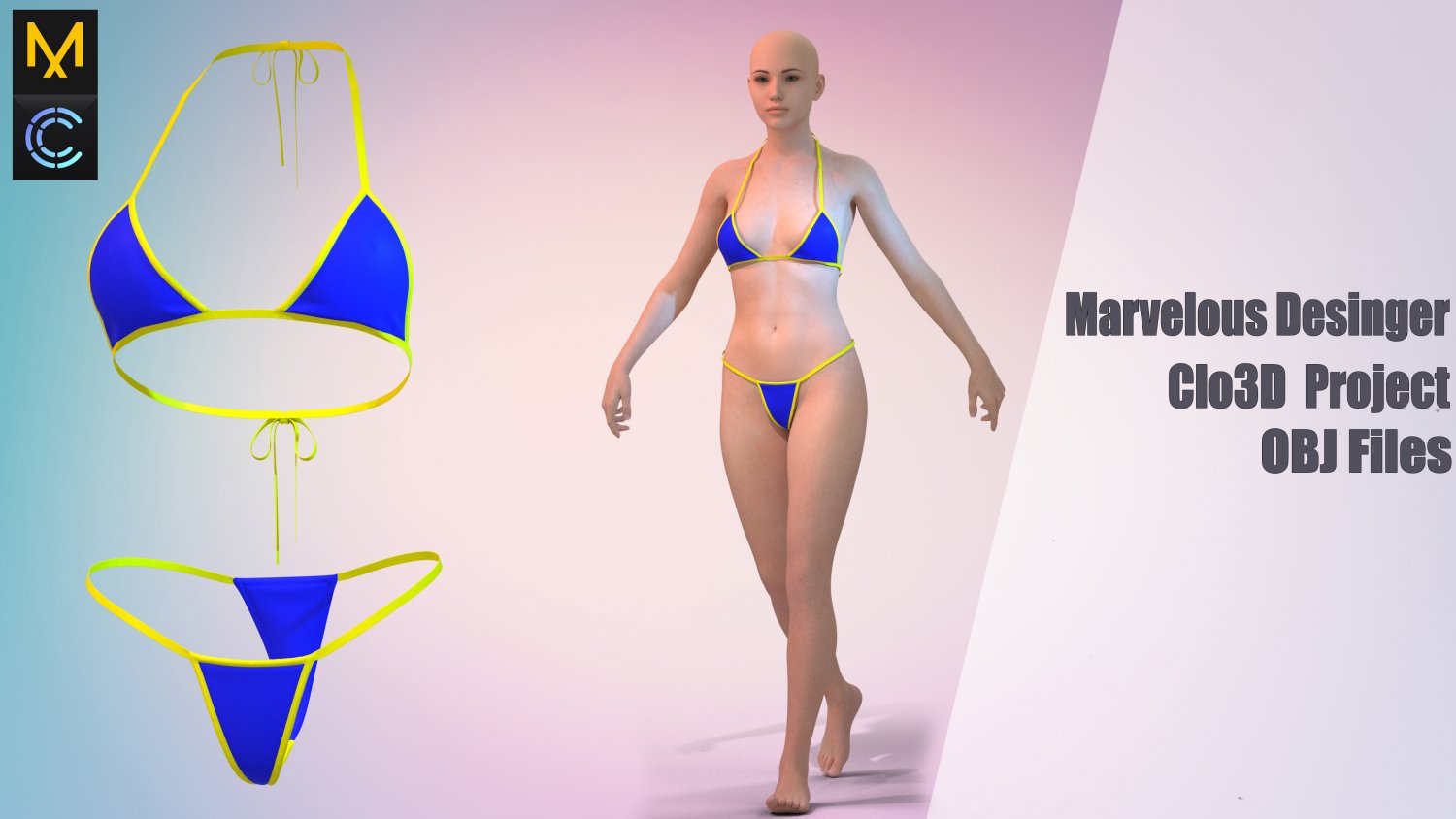 5 female body suit/ zprj+obj+fbx/ clo3d, marvelous designer