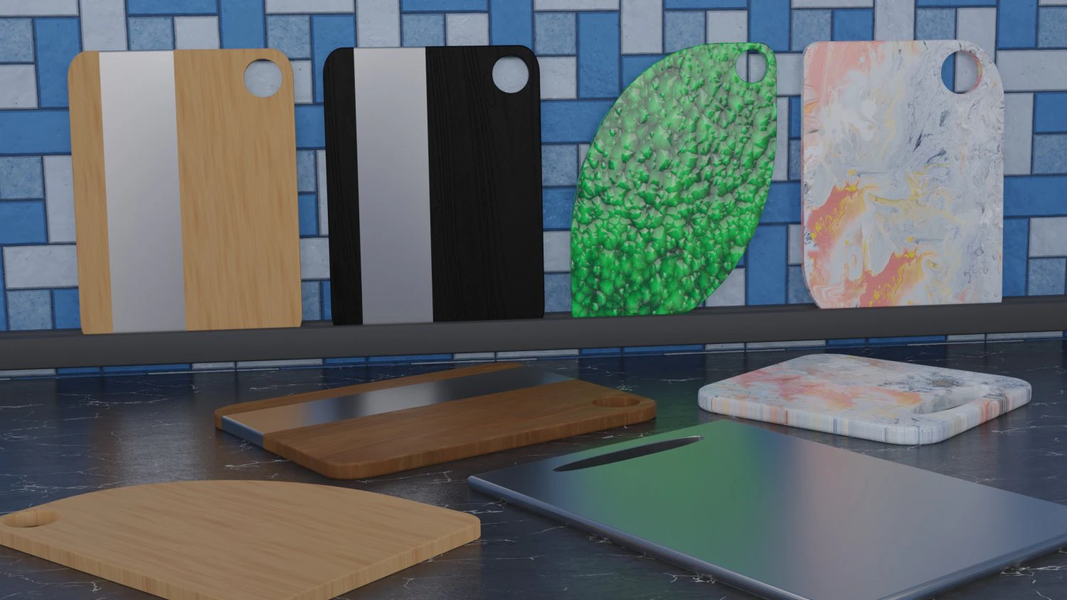 cutting board collection 3D Model .c4d .max .obj .3ds .fbx .stl .blend 