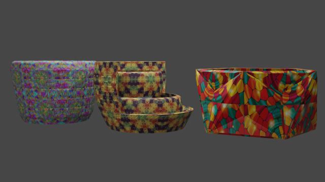 creative flower pot 3 pieces 3D Model .c4d .max .obj .3ds .fbx .stl .blend 