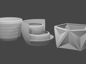 creative flower pot 3 pieces 3D Model