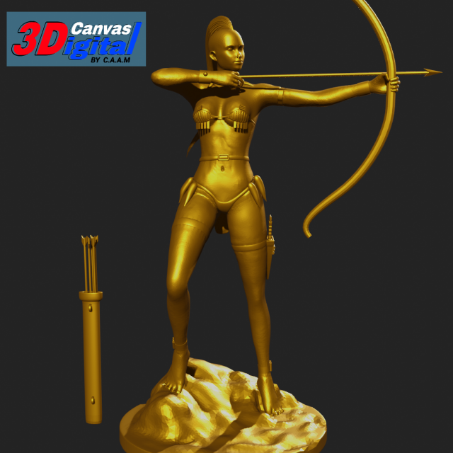 Girl archer 3D Print Model .c4d .max .obj .3ds .fbx .stl .blend 