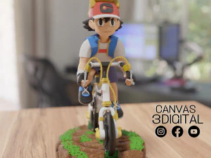 ASH AND PIKACHU - POKEMON 3D Print Model