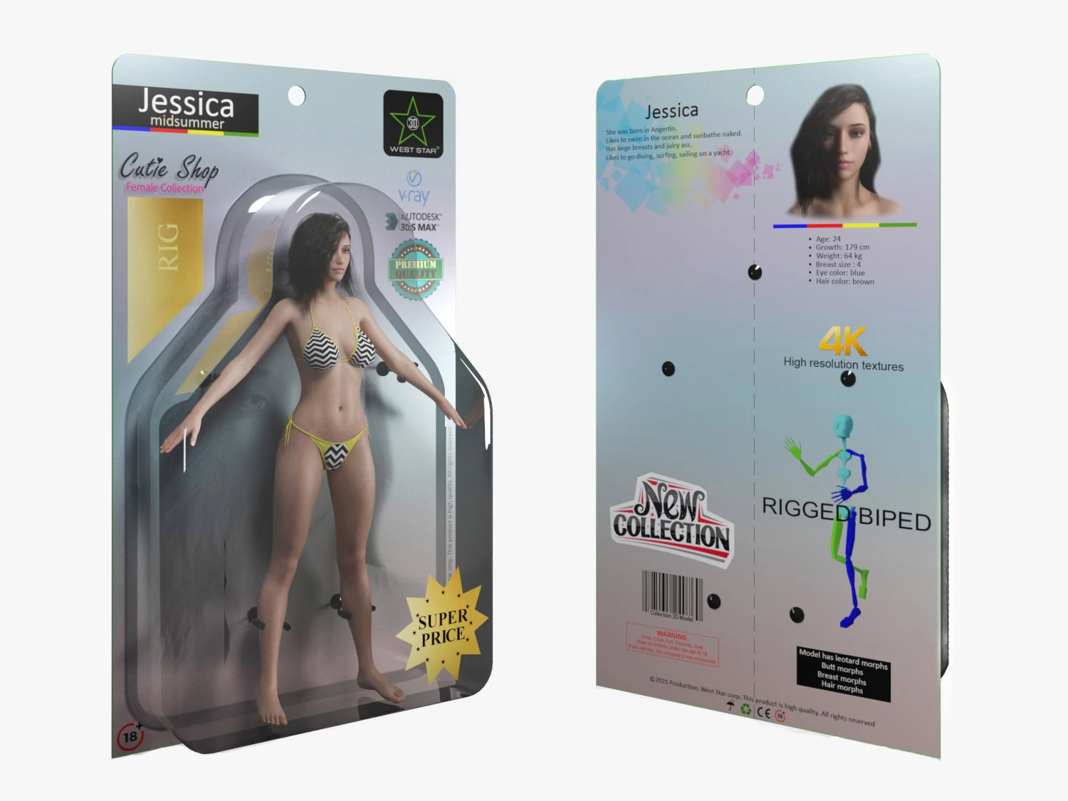 杰西卡 3D 模型 .c4d .max .obj .3ds .fbx .stl .blend 