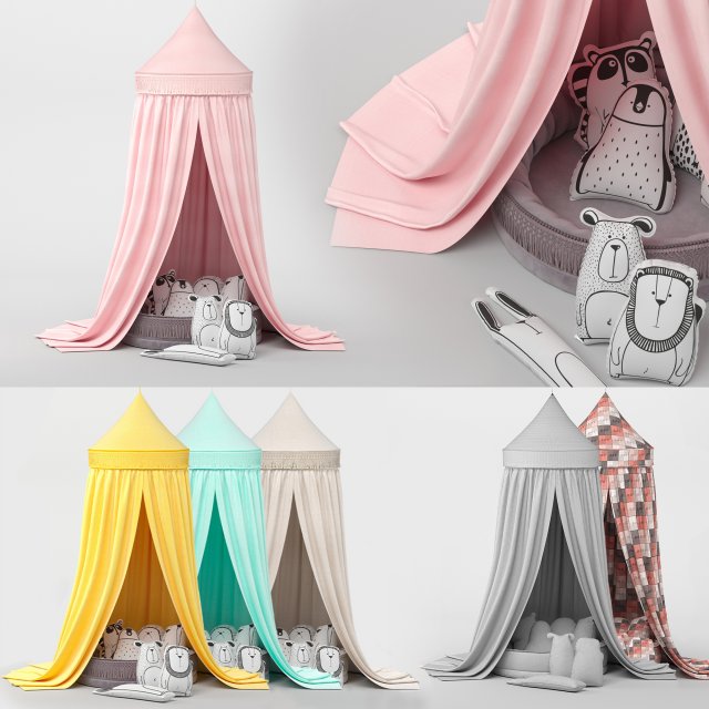 bed canopy boho maxi vanilla 3D Model .c4d .max .obj .3ds .fbx .stl .blend 
