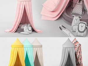 bed canopy boho maxi vanilla 3D Model