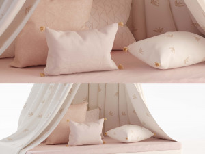 sleeping collection of canopies mattresses and pillows 3D Model
