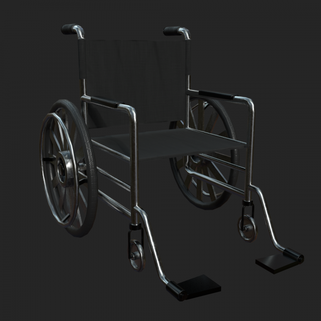 basic wheelchair 3D Model .c4d .max .obj .3ds .fbx .stl .blend 