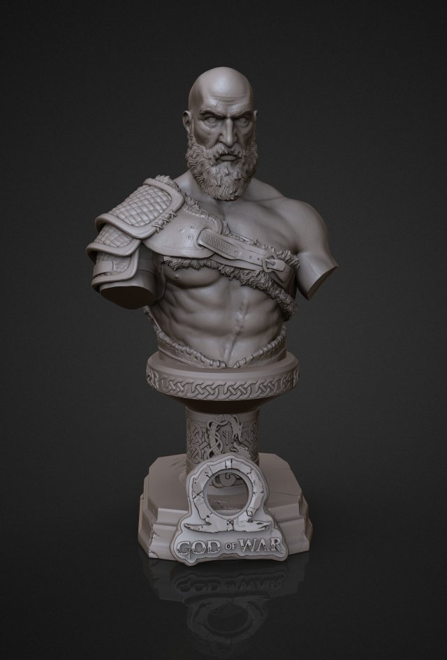 sculpture of god of war kratos 3d print model 3D-Druckmodell .c4d .max .obj .3ds .fbx .stl .blend 