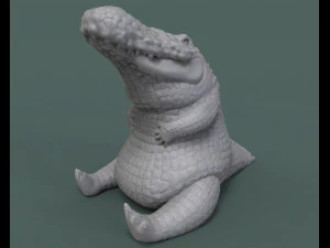 饼干或糖果罐和胖乎乎的鳄鱼 3D 打印模型的缩影 3D 打印模型