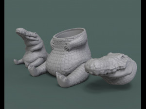 the cookie or sweets jar and the miniature of chubby crocodile 3d print model 3D प्रिंट मॉडल