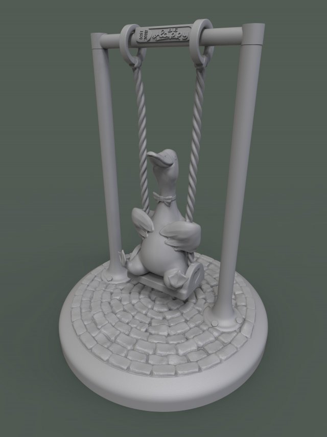 cute duck on the swing 3d print model 3D Print Model .c4d .max .obj .3ds .fbx .stl .blend 