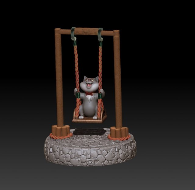 cute cats on the swing 3d print model 3d print model 3D Print Model .c4d .max .obj .3ds .fbx .stl .blend 