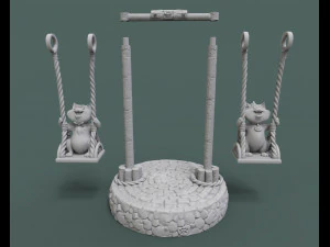 cute cats on the swing 3d print model 3d print model 3D Print Model