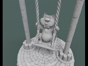 cute cats on the swing 3d print model 3d print model 3D Print Model