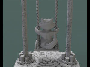 cute cats on the swing 3d print model 3d print model 3D Print Model
