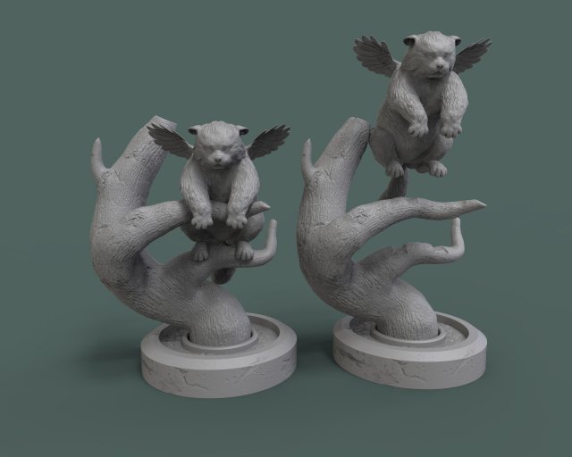angel cat on a tree 3d print model Modèles 3D en vedette .c4d .max .obj .3ds .fbx .stl .blend 