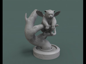 angel cat on a tree 3d print model Modèles 3D en vedette