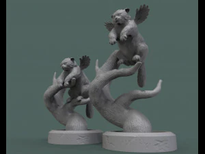 gato anjo em uma &aacute;rvore modelo de impress&atilde;o 3D Modelo de Impressão 3D