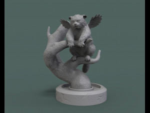 angel cat on a tree 3d print model Modèles 3D en vedette