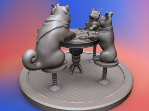 dogs playing cards 3d print model 3Dプリントモデル