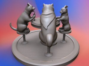 dogs playing cards 3d print model 3Dプリントモデル