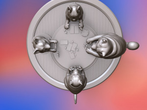 dogs playing cards 3d print model 3Dプリントモデル