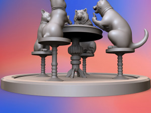 dogs playing cards 3d print model 3Dプリントモデル