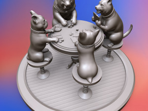 dogs playing cards 3d print model 3Dプリントモデル