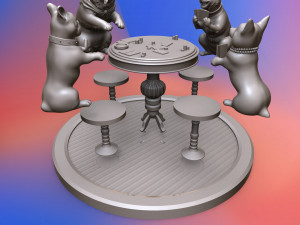 dogs playing cards 3d print model 3Dプリントモデル