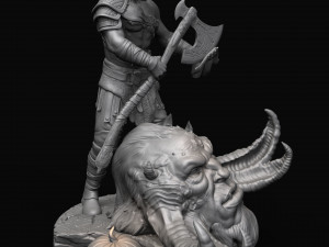 Kratos with the head of daudi 3d print model 3D 打印模型