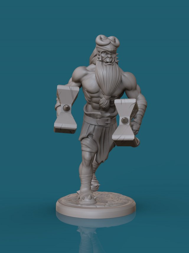 orc with two hammers 3d print model Model Cetak 3D .c4d .max .obj .3ds .fbx .stl .blend 