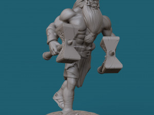 orc with two hammers 3d print model Model Cetak 3D
