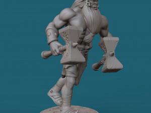 orc with two hammers 3d print model Model Cetak 3D