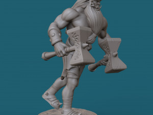 orc with two hammers 3d print model Model Cetak 3D