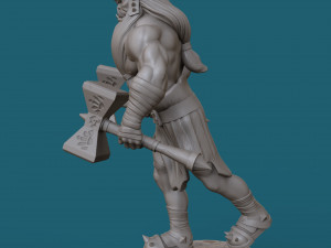 orc with two hammers 3d print model Model Cetak 3D