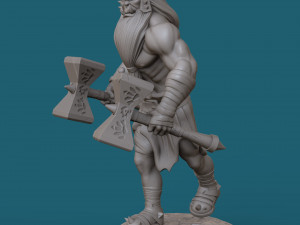 orc with two hammers 3d print model Model Cetak 3D
