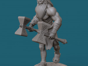 orc with two hammers 3d print model Model Cetak 3D