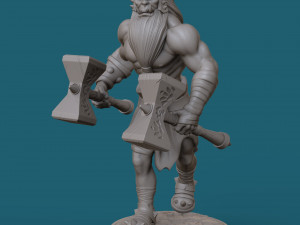 orc with two hammers 3d print model Model Cetak 3D