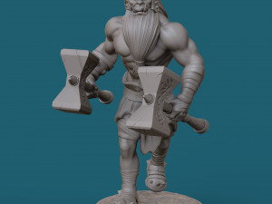 orc with two hammers 3d print model Model Cetak 3D