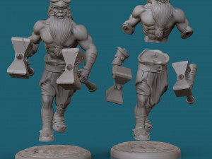 orc with two hammers 3d print model Model Cetak 3D