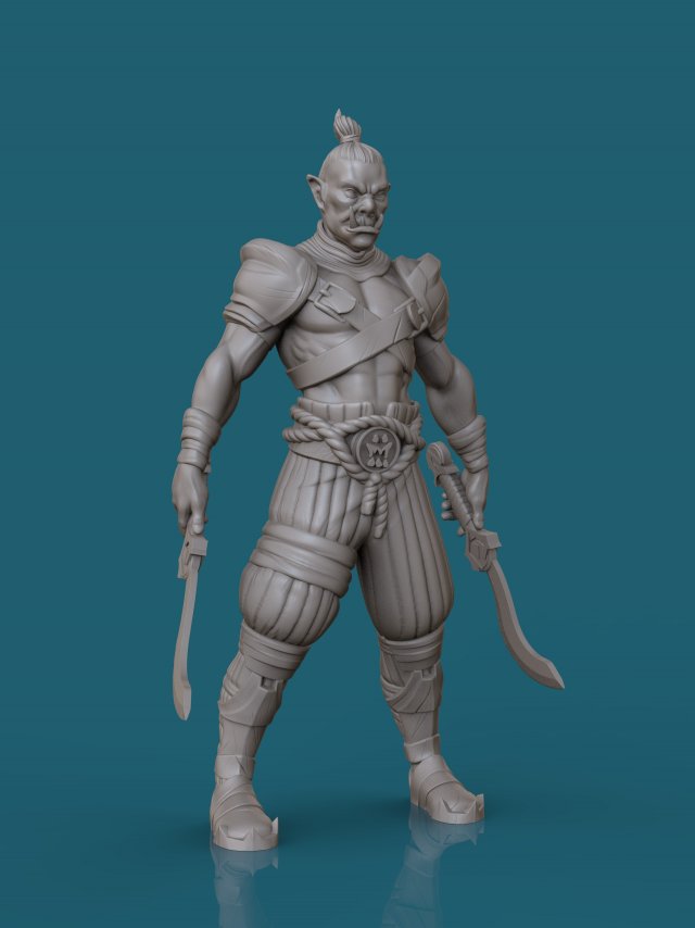 orc with two swords 3d print model 3D Принт Модель .c4d .max .obj .3ds .fbx .stl .blend 
