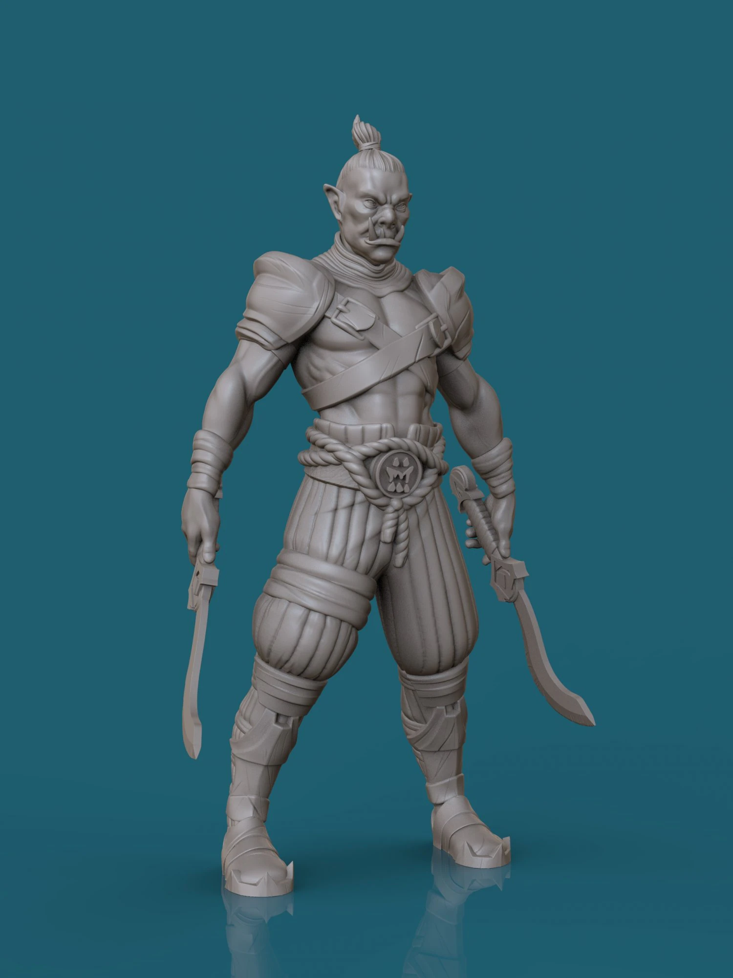 orc with two swords 3d print model 3D Print Model .c4d .max .obj .3ds .fbx .stl .blend 