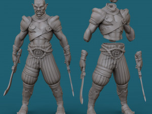 orc with two swords 3d print model 3D Принт Модель