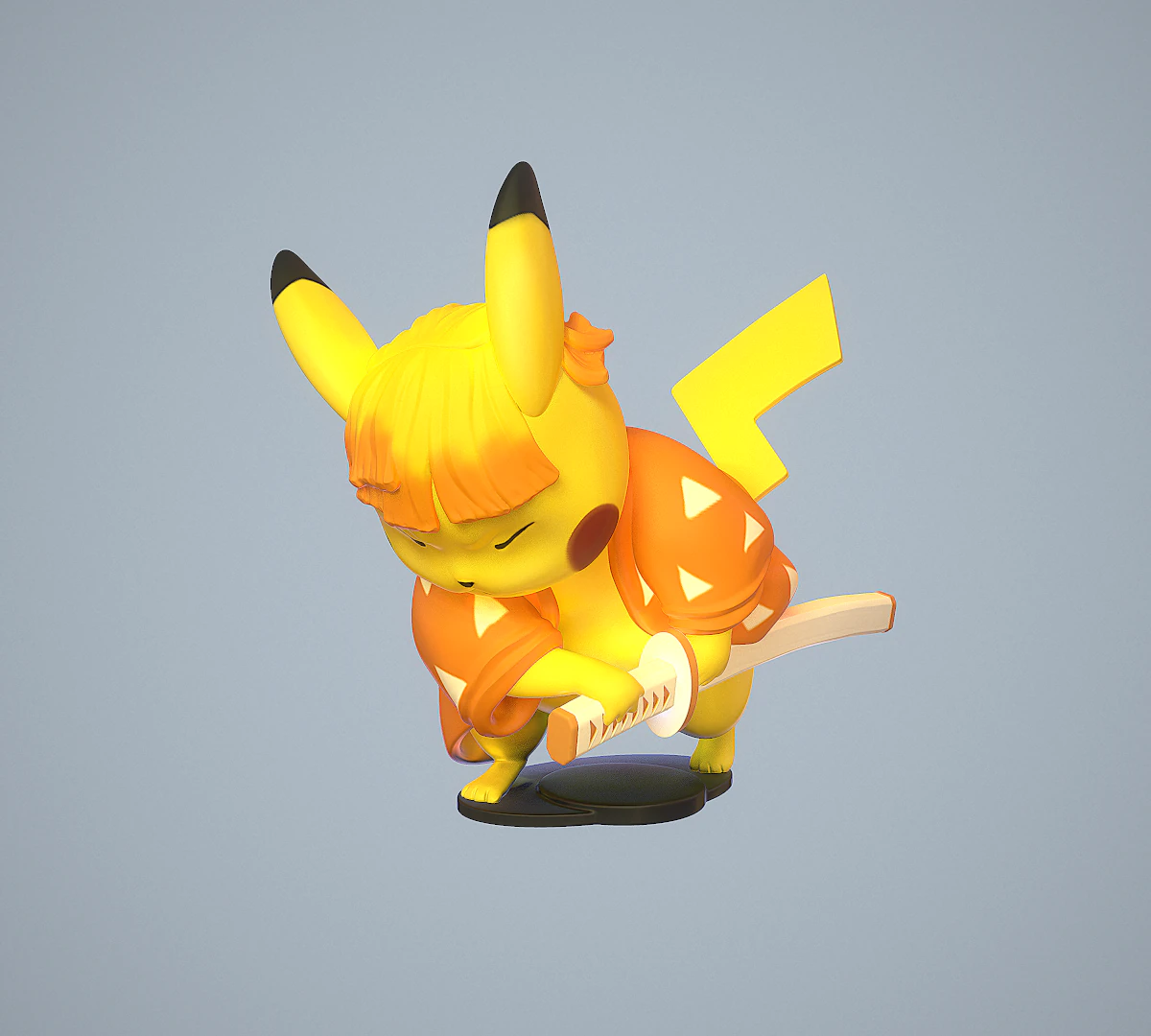 Zenitsu Pikachu 3D Print Model .c4d .max .obj .3ds .fbx .stl .blend 