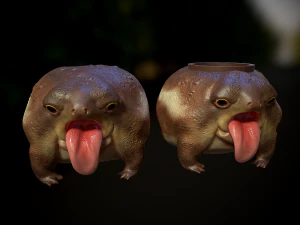 El tarro de galletas o dulces y la miniatura de la rana gordita modelo de impresi&oacute;n 3D Modelo de impresión 3D